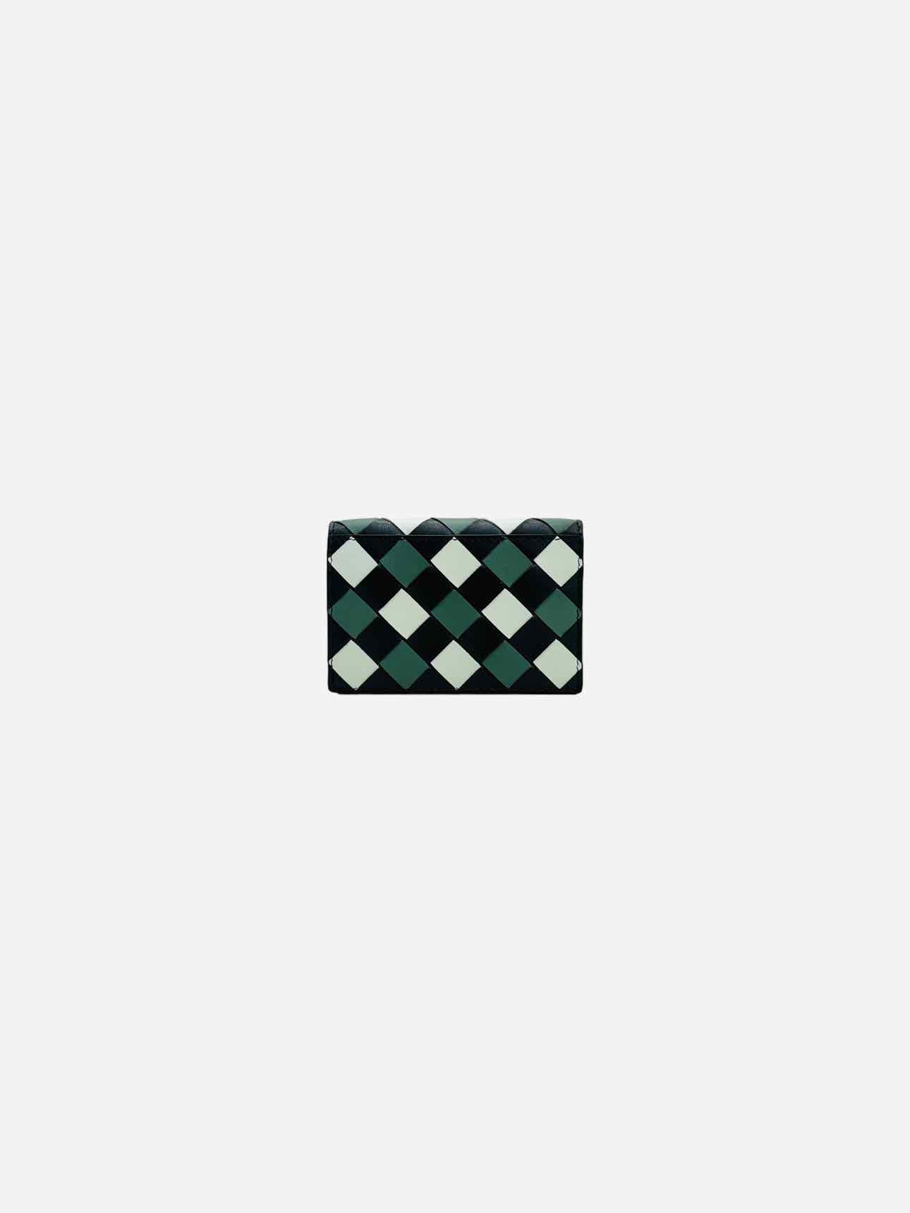 BOTTEGA VENETA Black, Green & Black Compact Wallet