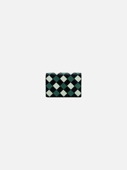 BOTTEGA VENETA Black, Green & Black Compact Wallet
