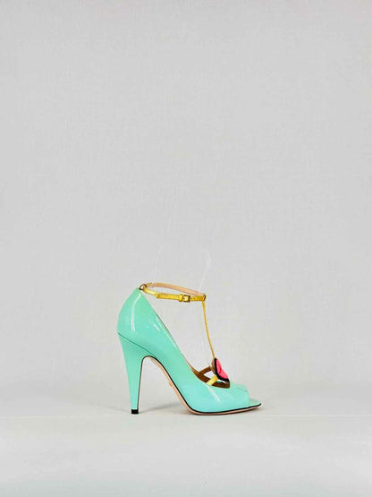 GUCCI Molina Lips Turquoise Size EU 36 Pumps