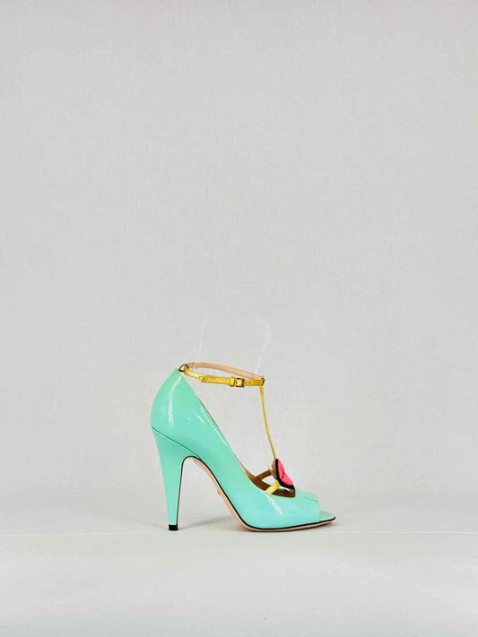 GUCCI Molina Lips Turquoise Size EU 36 Pumps