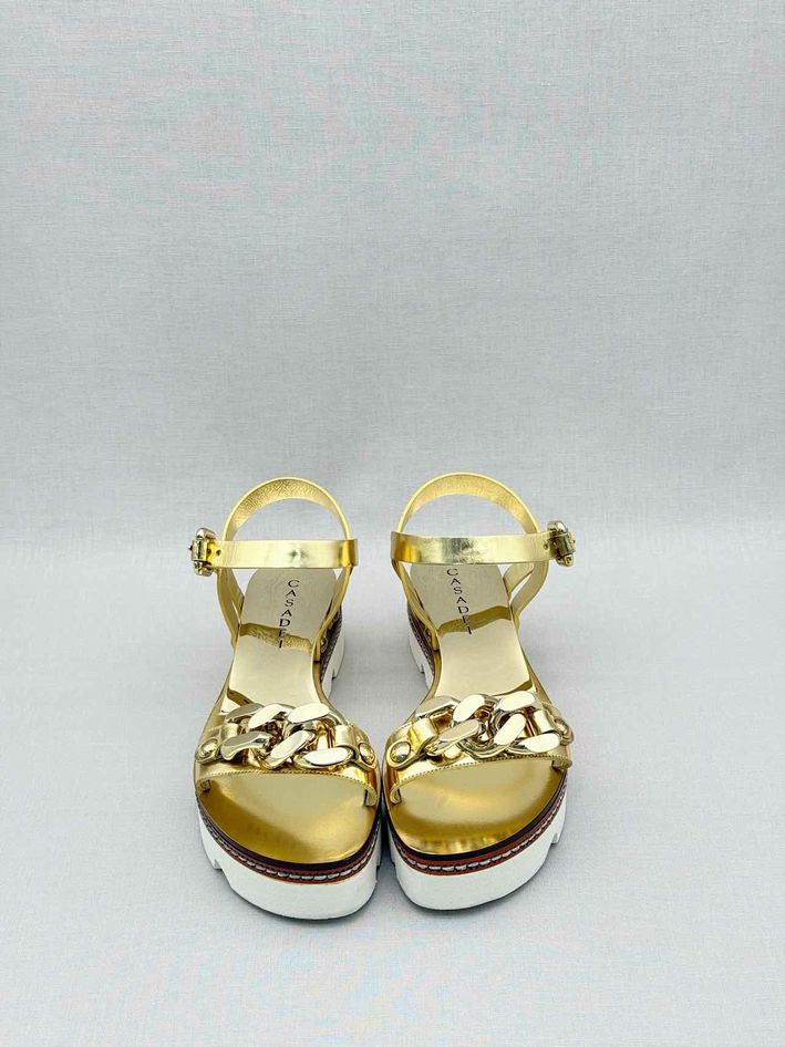 CASADEI Metallic Gold Size EU 37.5 Sandals