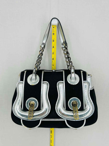 FENDI B Black & Silver Shoulder Bag