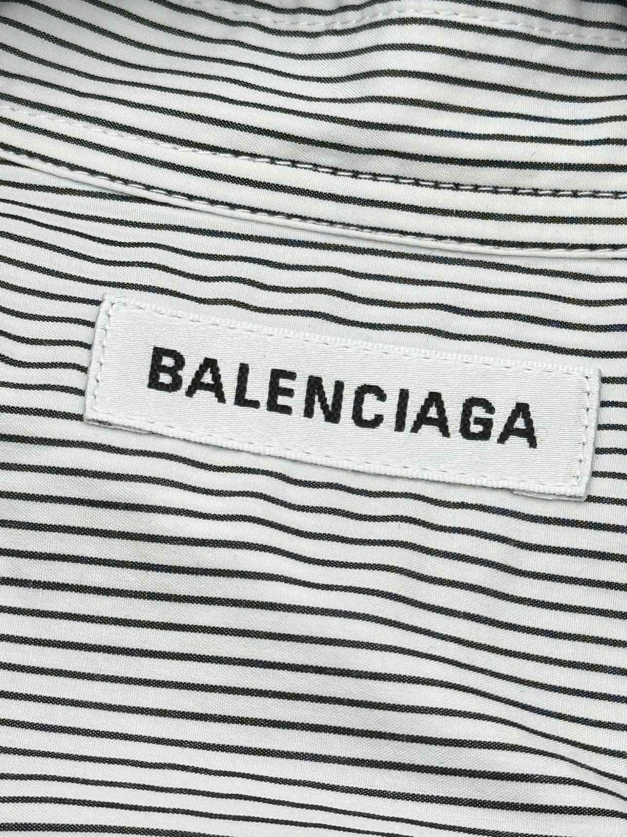 BALENCIAGA Black & White Striped Size US 0 Shirt