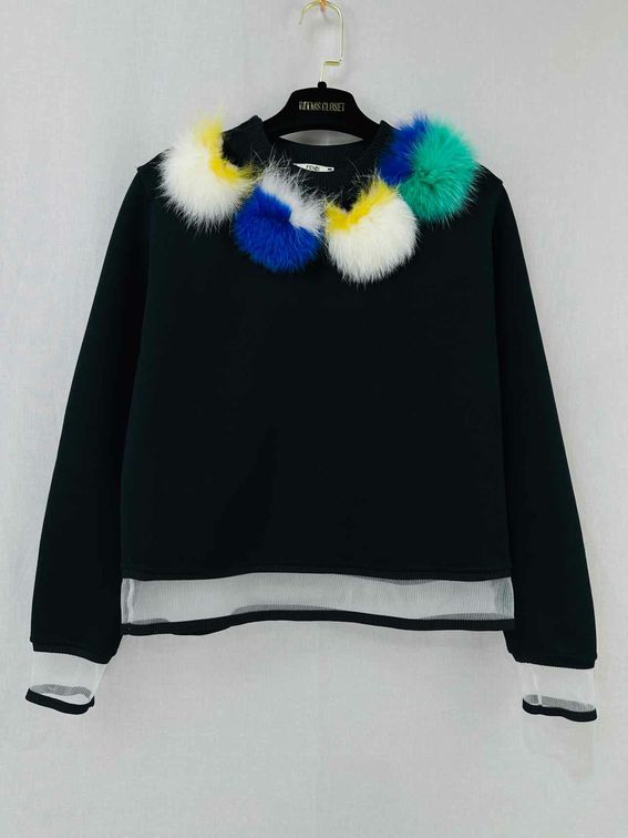 FENDI Pom Pom Black Multicolor Size US 2 Sweatshirt