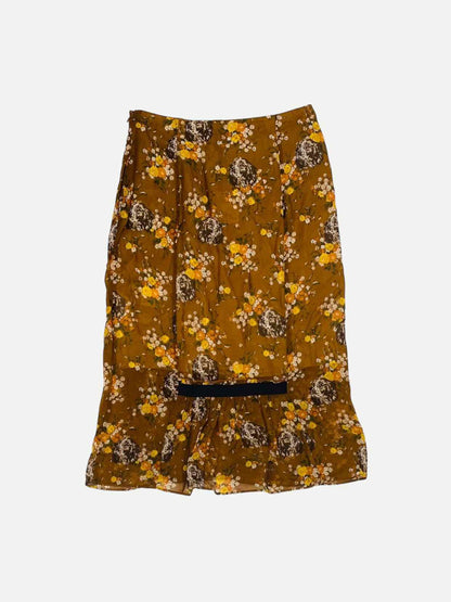 COACH Flare Brown Multicolor Knee Length Skirt