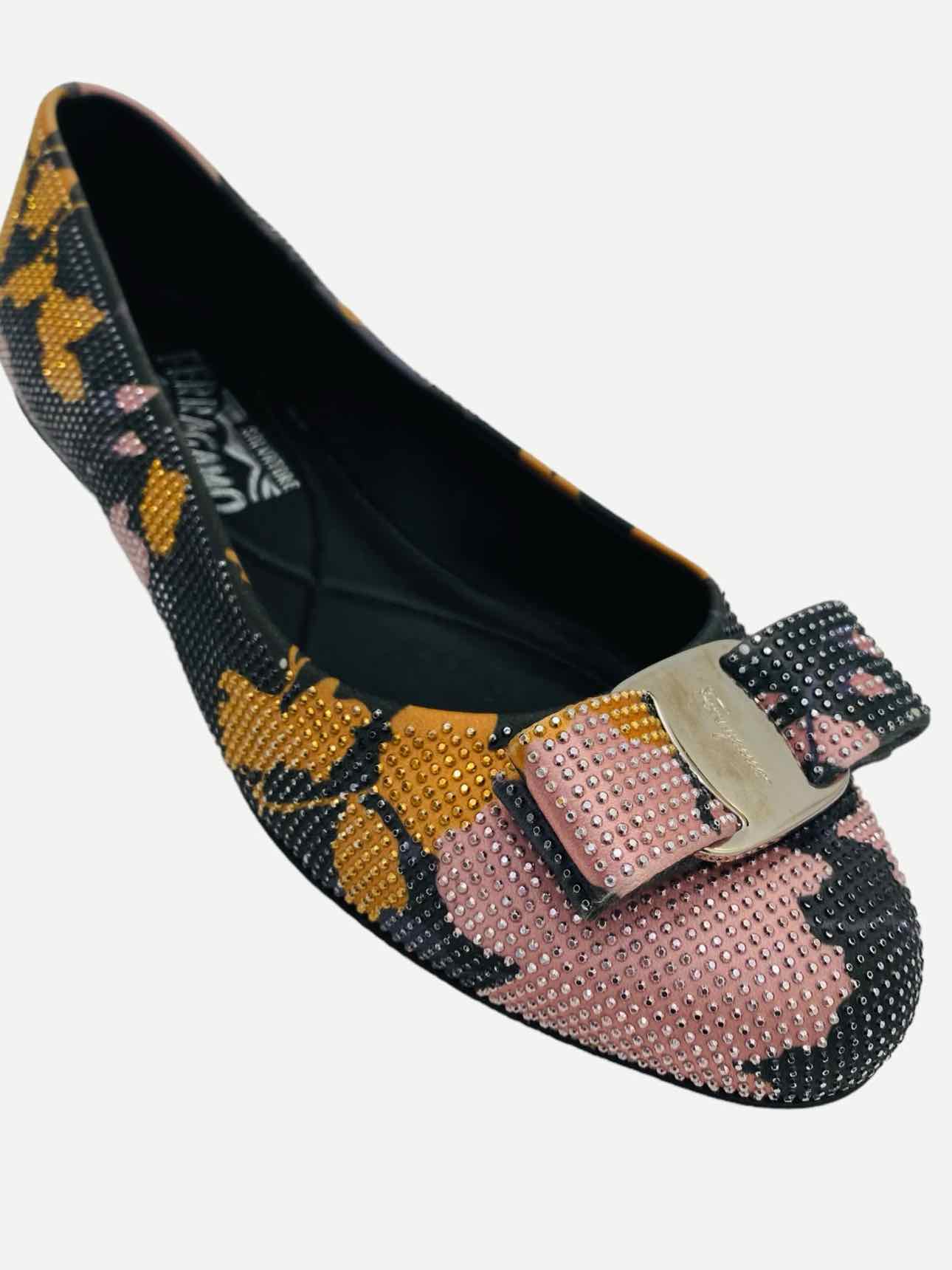 SALVATORE FERRAGAMO Grey w/ Multicolor Ballet Flats