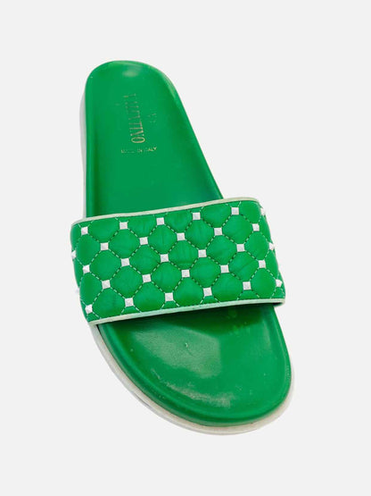 VALENTINO Rockstud Green Slides