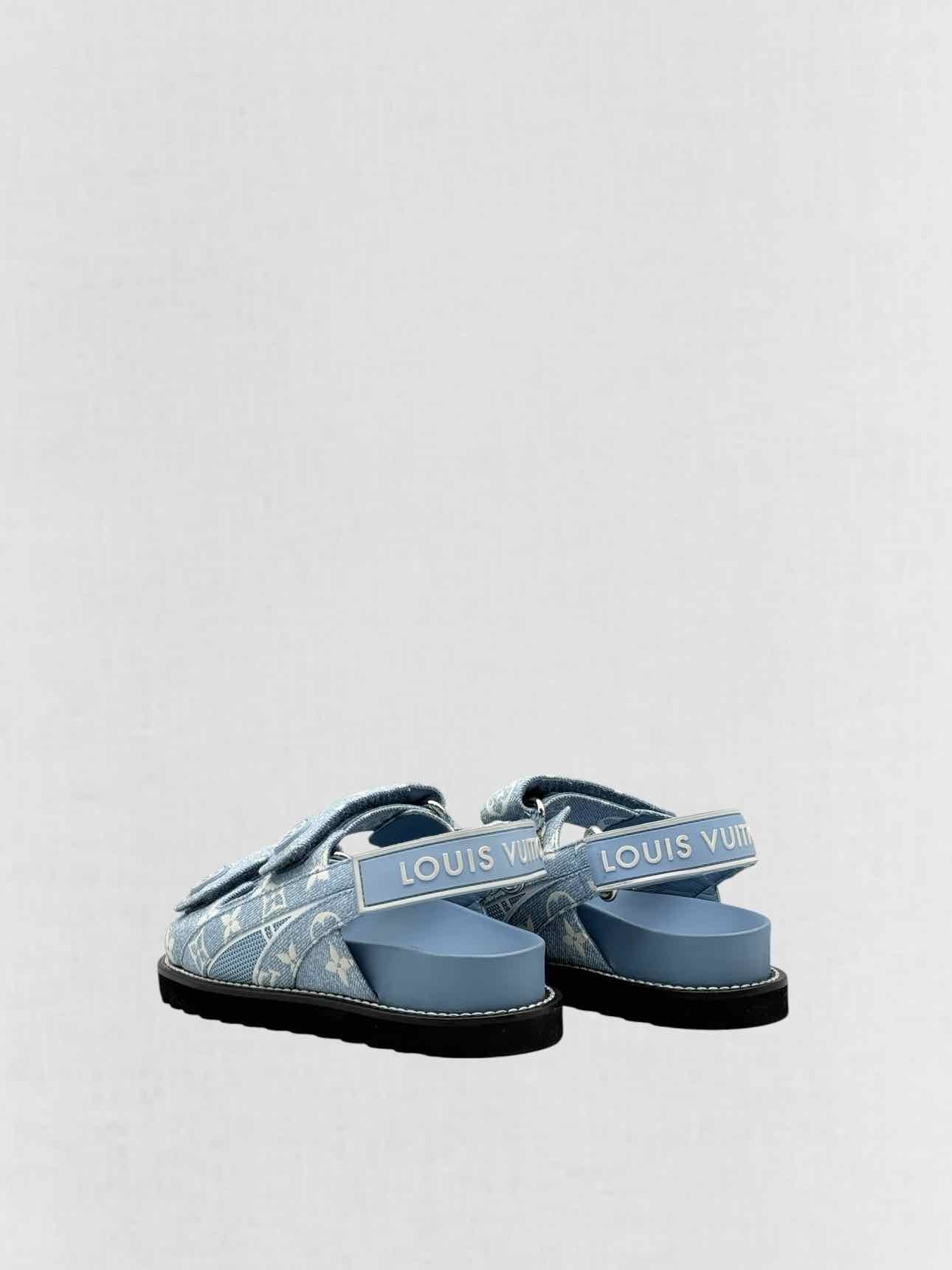 LOUIS VUITTON Paseo Blue Monogram Size EU 35 Sandals