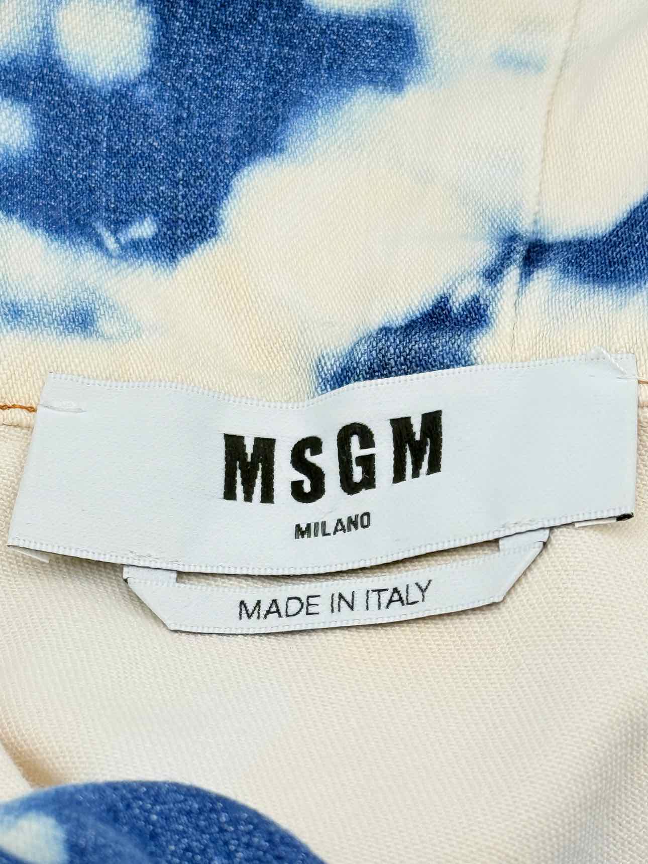 MSGM White & Blue Tie-dye Size US 8 Knee Length Dress