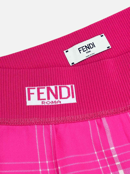 FENDI Elastic Waist Pink Plaid Pants