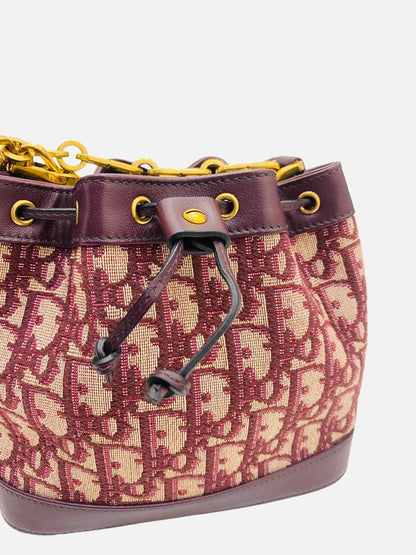 DIOR Bucket Bag Burgundy Oblique Bucket Bag