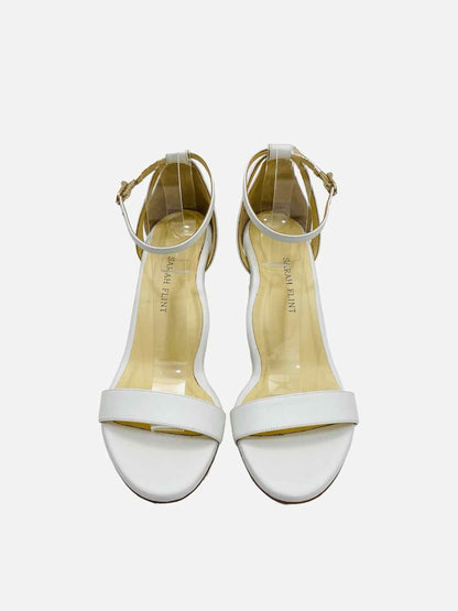 SARAH FLINT Ankle Strap White Heeled Sandals