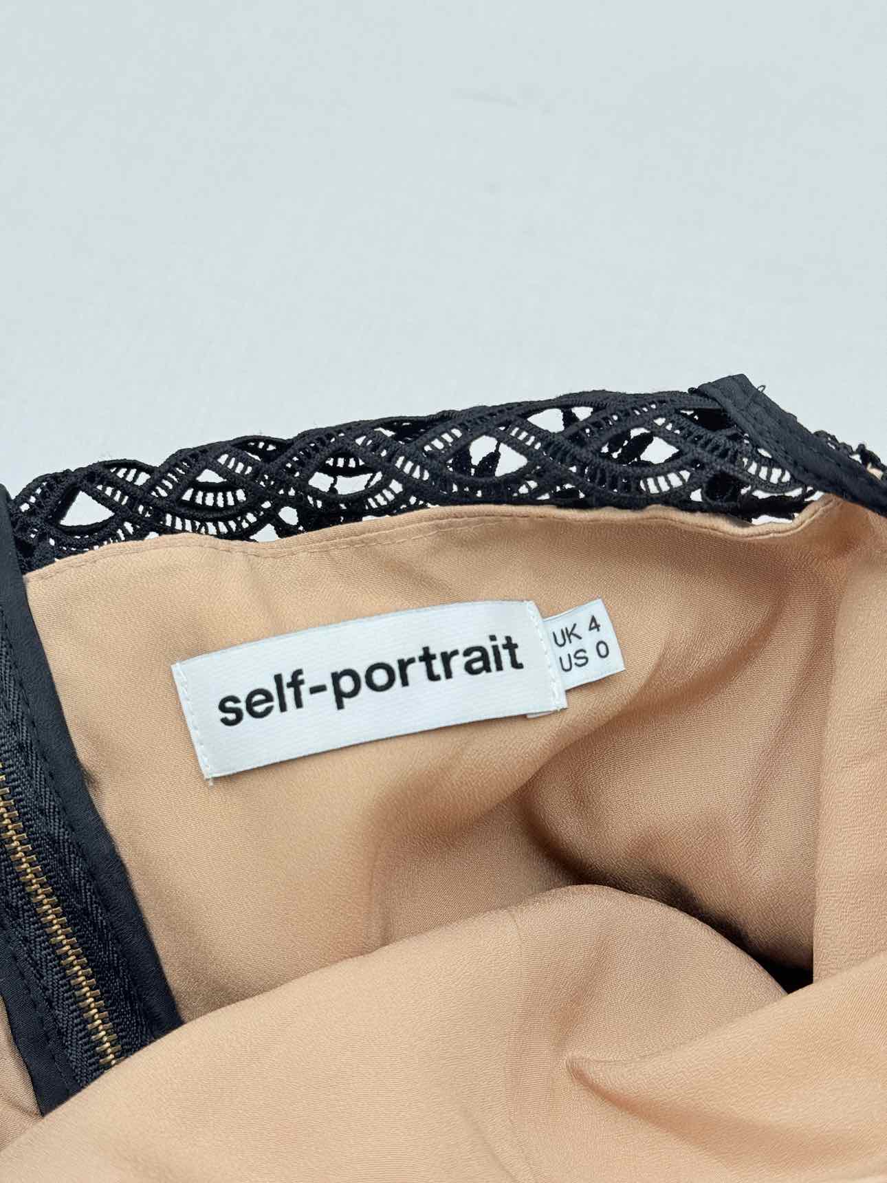 SELF-PORTRAIT One Shoulder Black Size US 0 Short Dress
