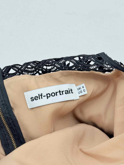 SELF-PORTRAIT One Shoulder Black Size US 0 Short Dress