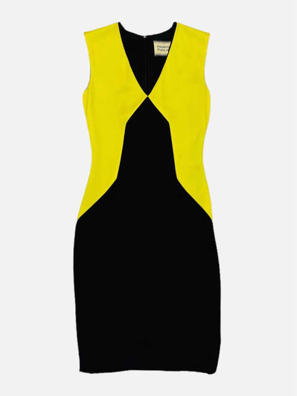 FAUSTO PUGLISI Bodycon Black & Yellow Knee Length Dress