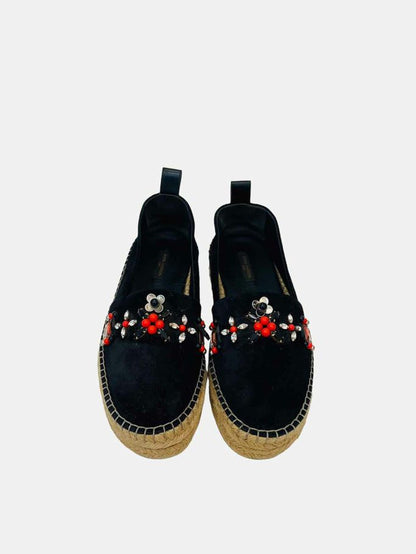 LOUIS VUITTON Espadrille Black Flats 40