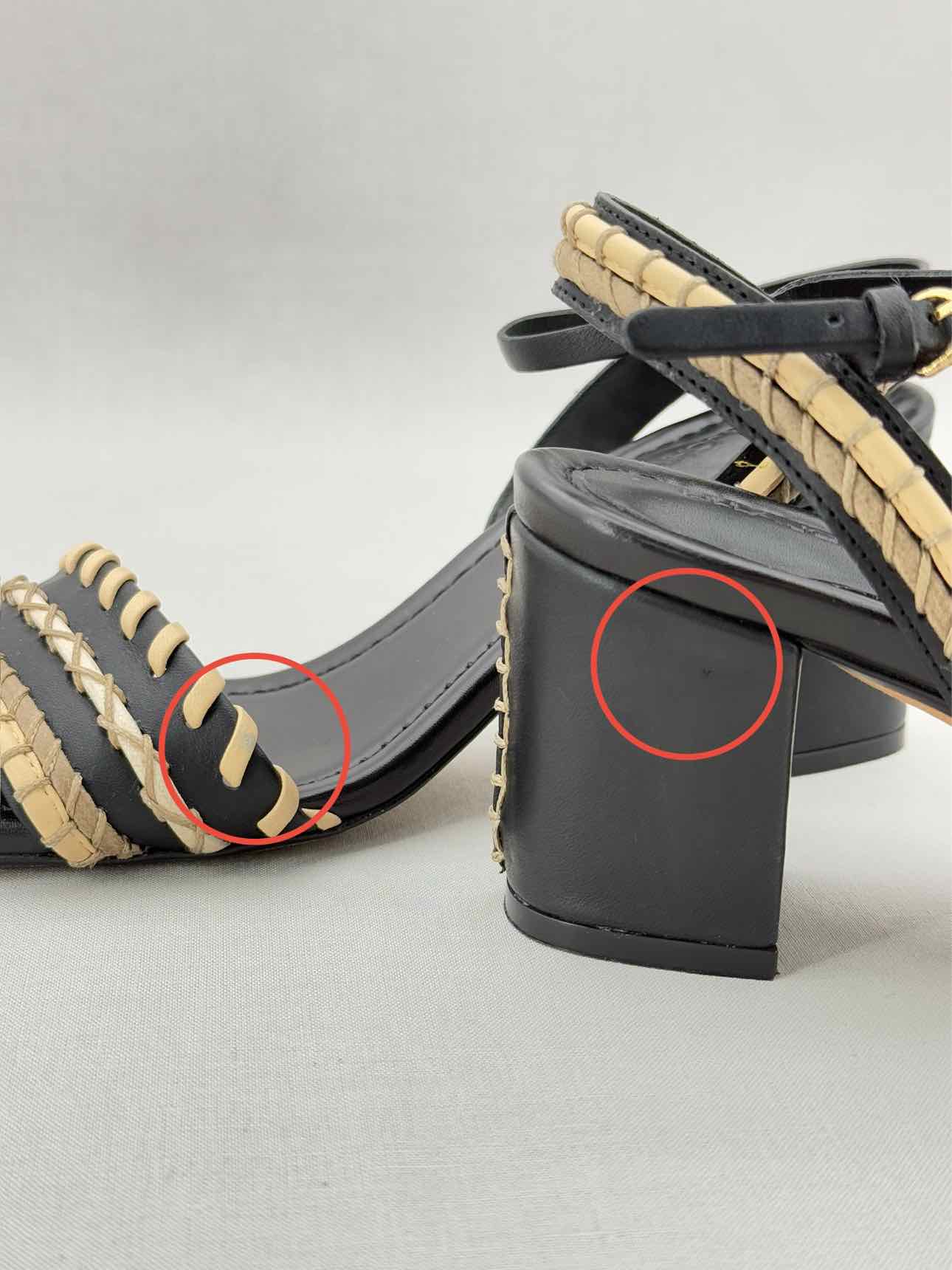 ULLA JOHNSON Black & Beige Size EU 39 Heeled Sandals