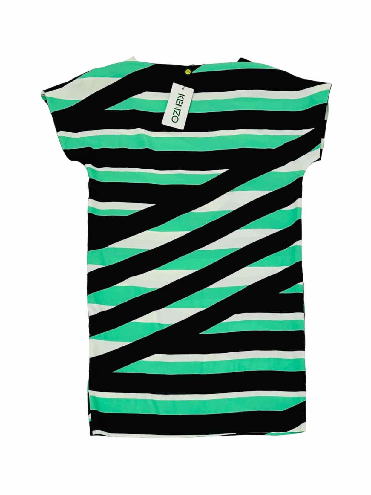 KENZO Mini Green & Black Stripes Mini Dress