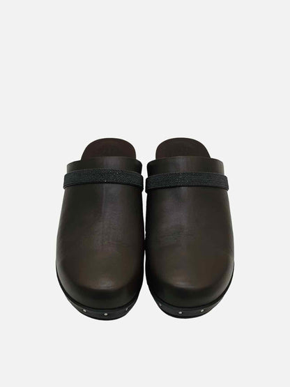 Pre-loved BRUNELLO CUCINELLI Monili Brown Clogs from Reems Closet