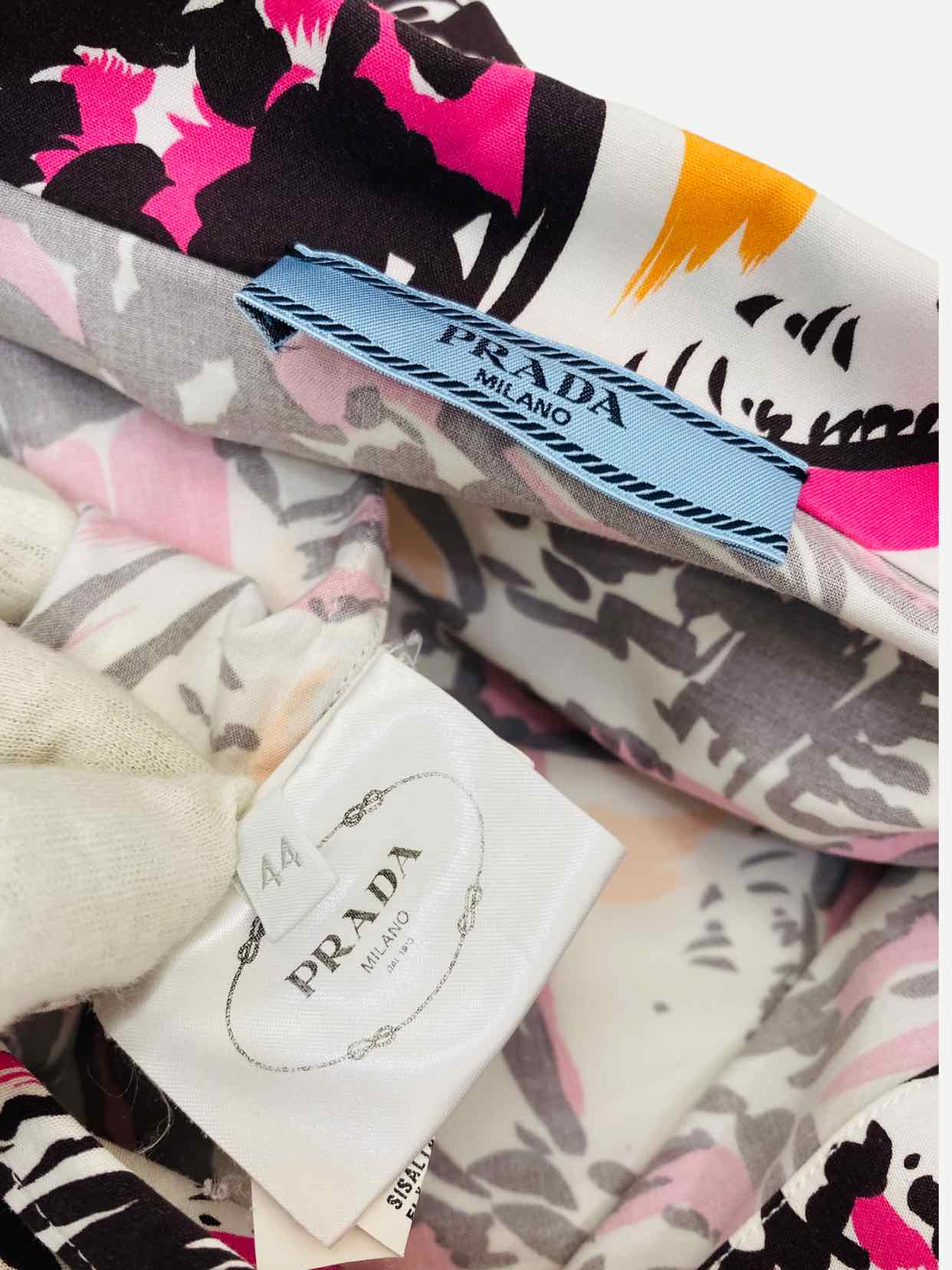 PRADA White Multicolor Printed Size US 8 Shirt