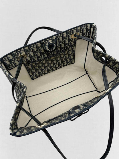 DIOR Promenade Blue & Beige Oblique Jacquard Tote Bag