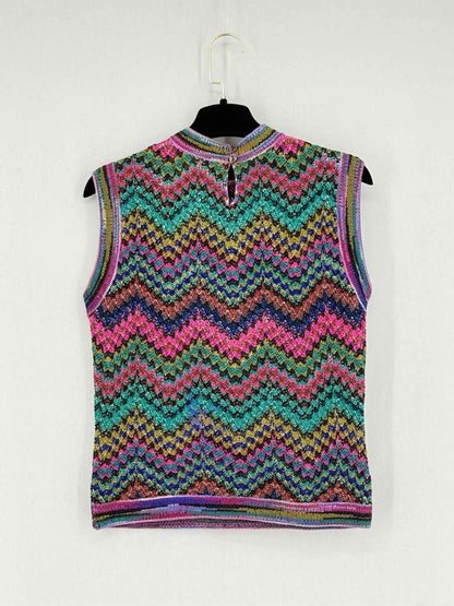 MISSONI Purple Multicolor Wave Size US 6 Top