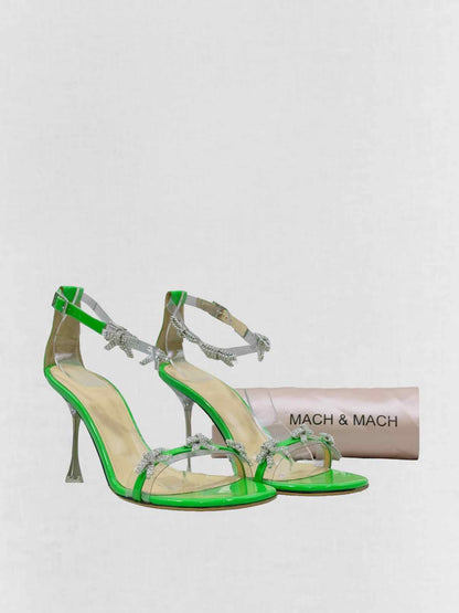 MACH & MACH Green Bow Size EU 38.5 Heeled Sandals