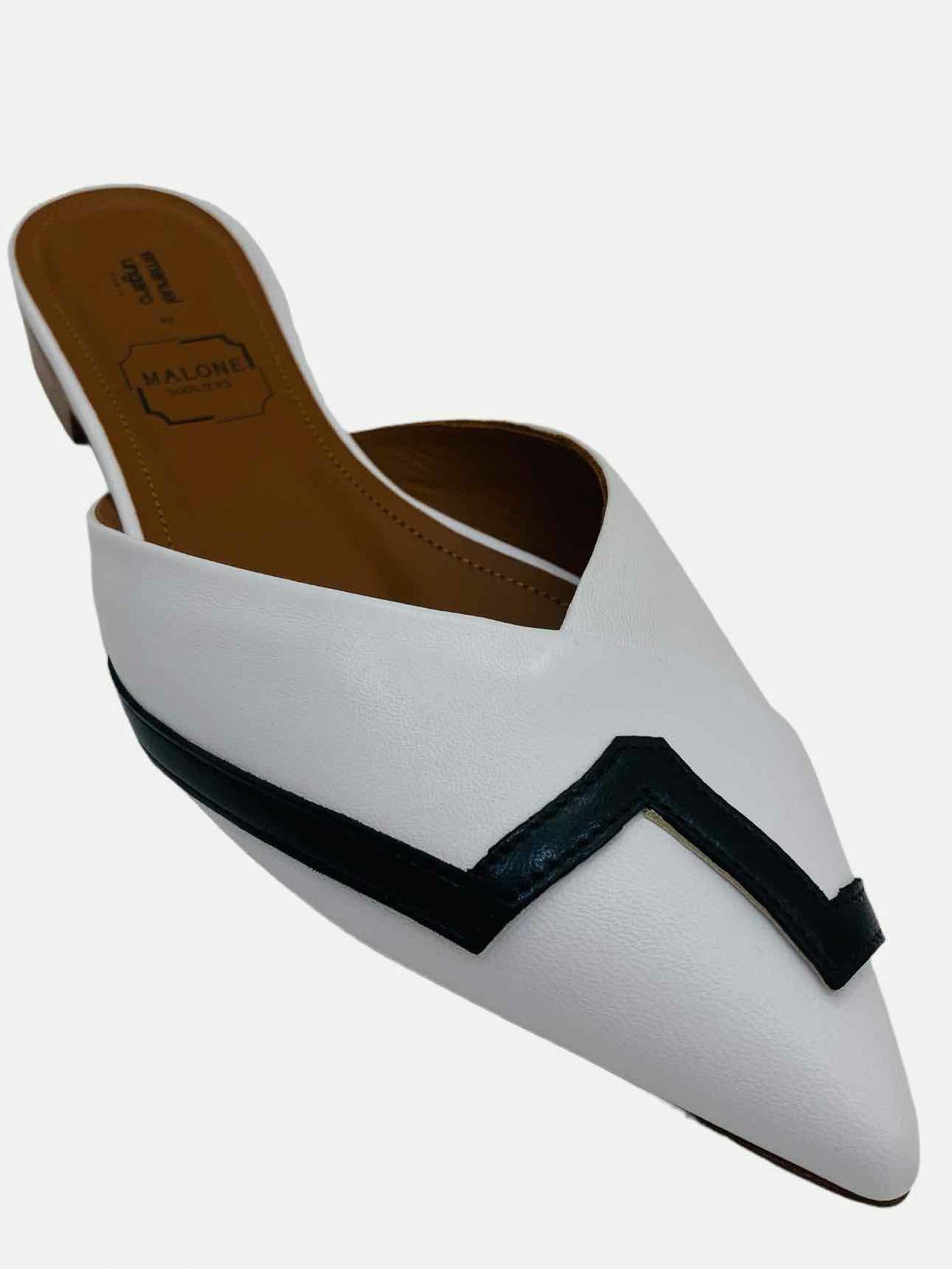 MALONE SOULIERS Amelie White w/ Black Flats 35