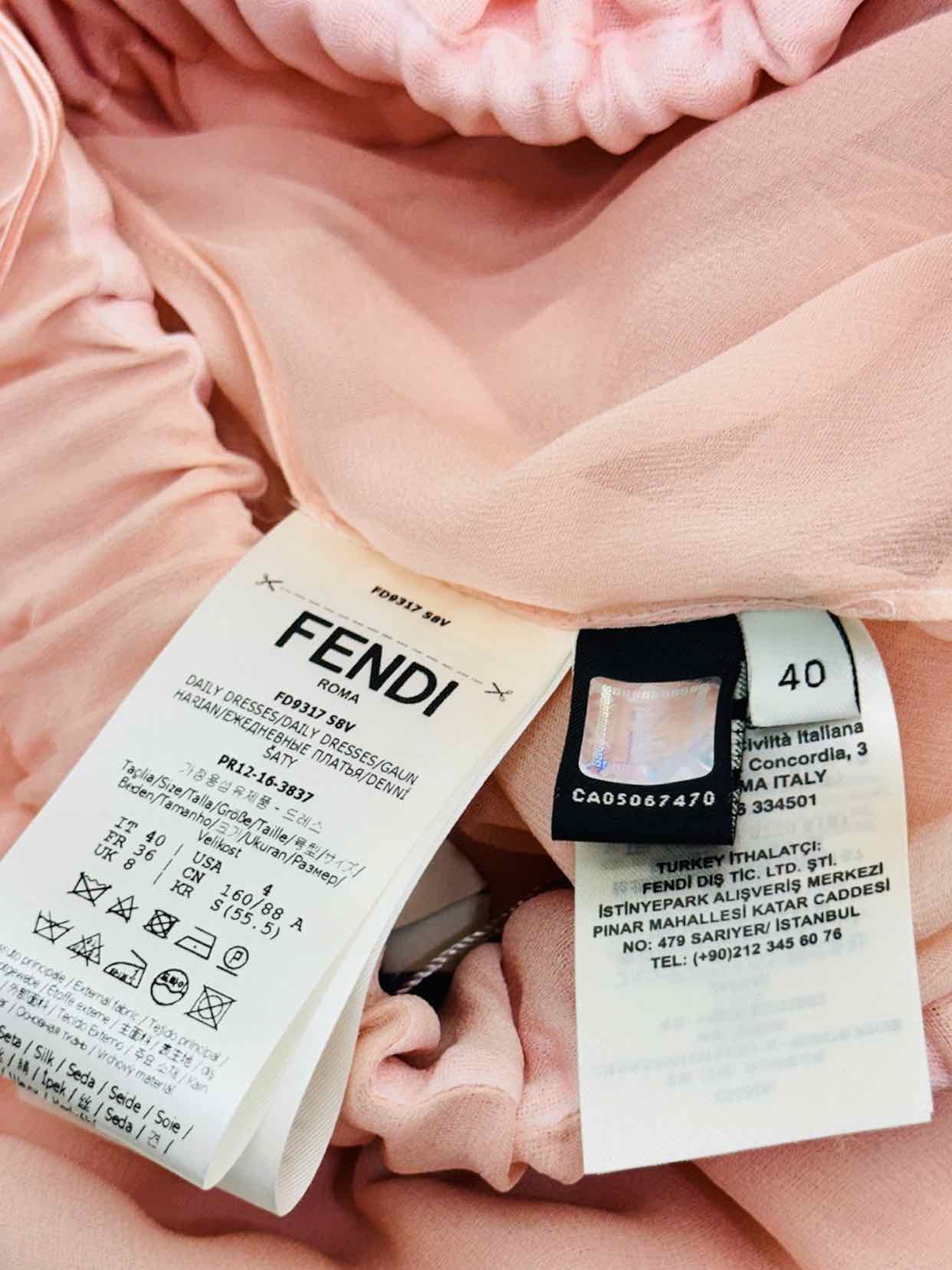 FENDI Fit &amp; Flare Pink Midi Dress US4