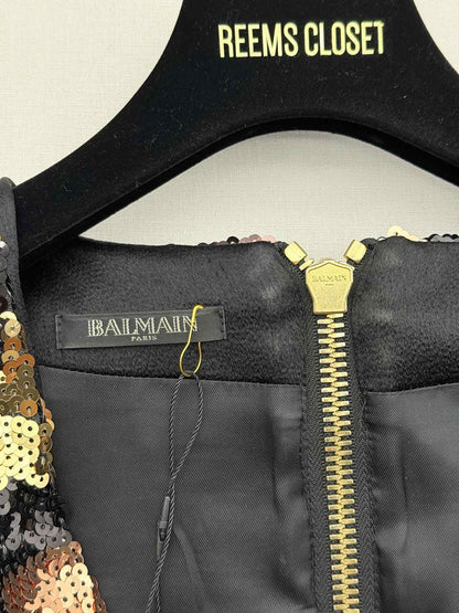 BALMAIN Black Multicolor Size US 8 Short Dress