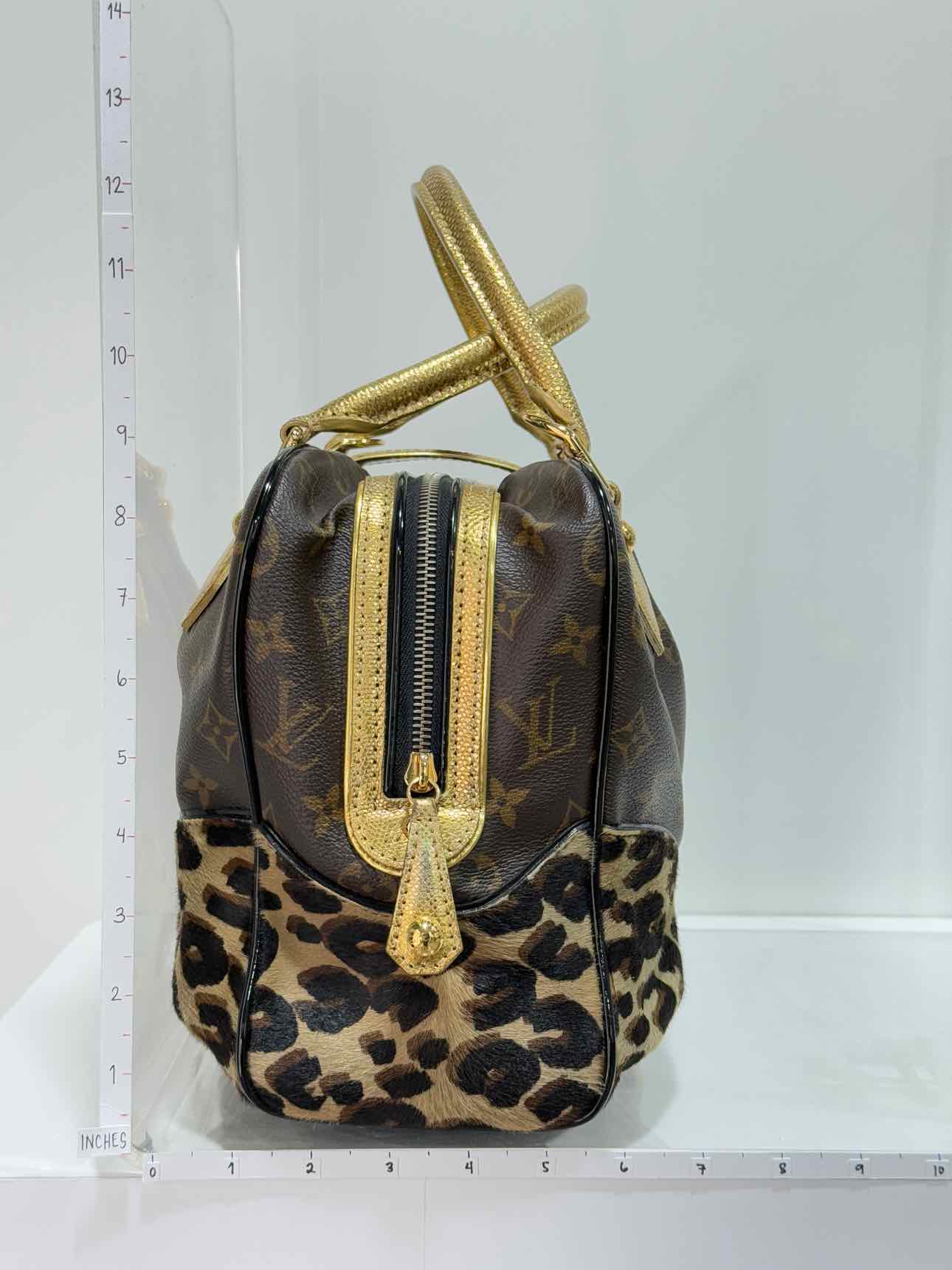 LOUIS VUITTON Adele Brown & Beige Leopard Top Handle