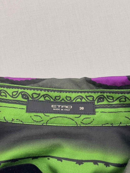 ETRO Grey Multicolor Paisley Print Size US 2 Shirt