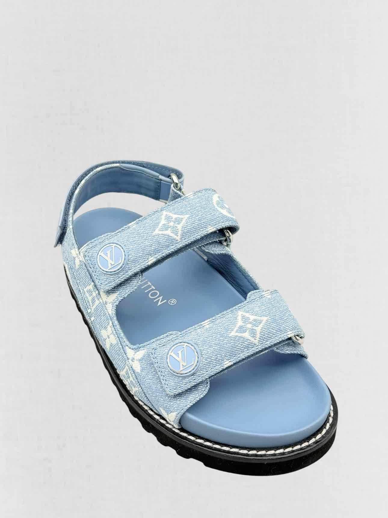 LOUIS VUITTON Paseo Blue Monogram Size EU 35 Sandals