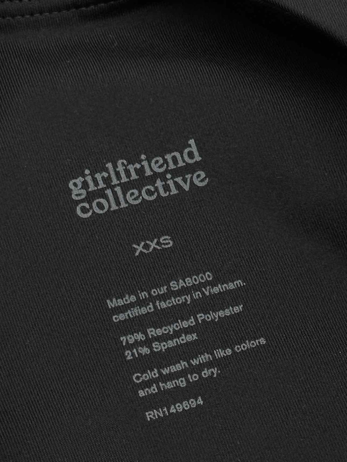 GIRLFRIEND COLLECTIVE Dylan Black Size XXSmall Bra
