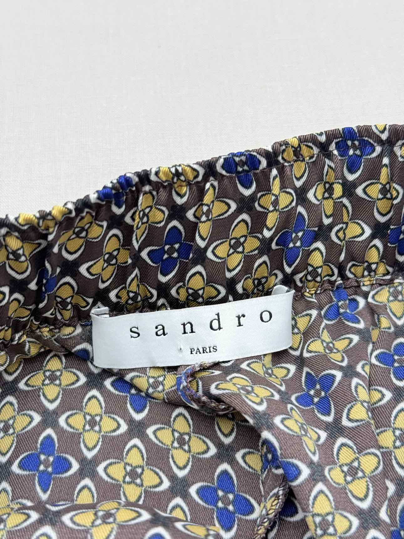 SANDRO Danny Brown Multicolor Floral Print Pants