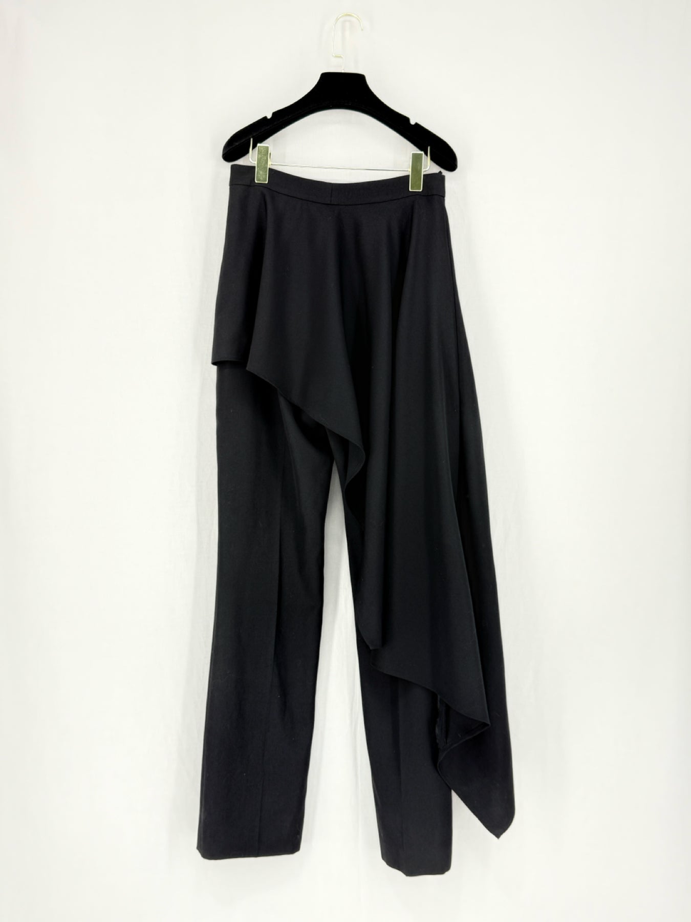 ALEXANDER McQUEEN Barathea Draped Black Wool Size US8 Pants