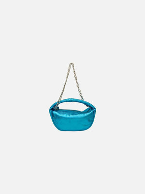 BY FAR Cush Metallic Blue Shoulder Bag