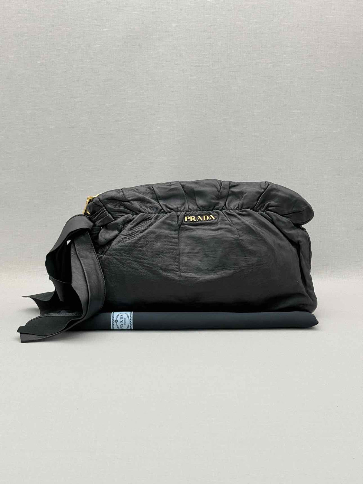 PRADA Antik Bow Black Clutch
