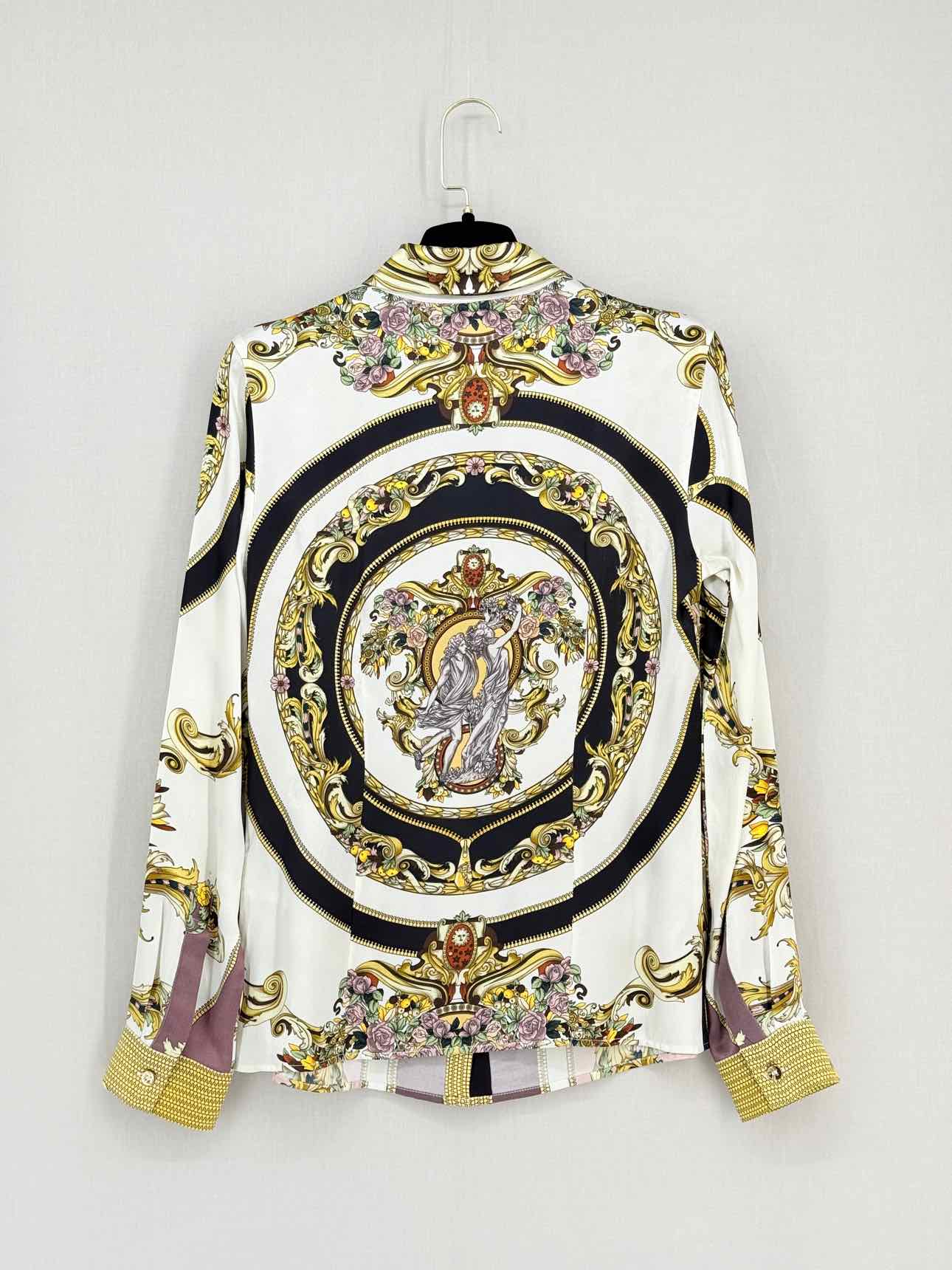 VERSACE Gold Multicolor Baroque Print Size US 6 Shirt