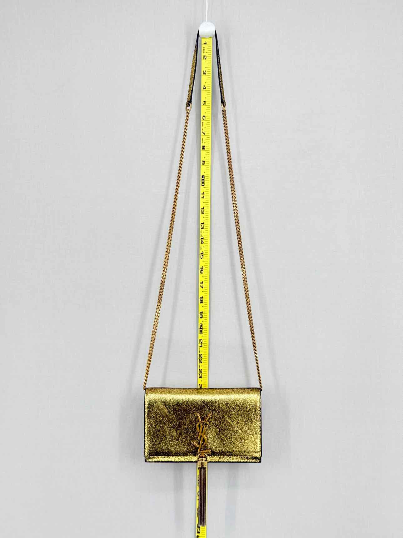 SAINT LAURENT Kate Metallic Gold Monogram Crossbody