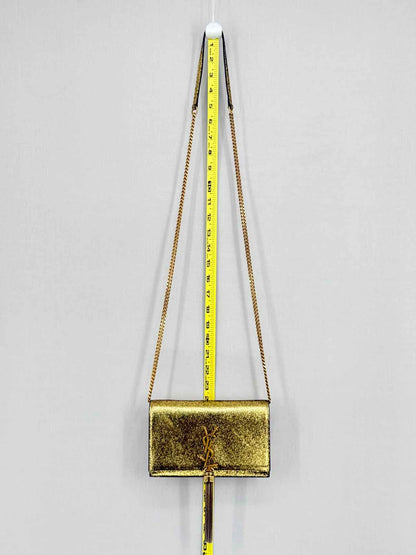 SAINT LAURENT Kate Metallic Gold Monogram Crossbody