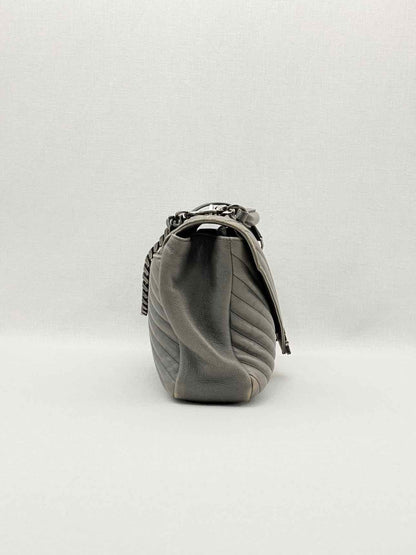 SAINT LAURENT College Grey Chevron Shoulder Bag