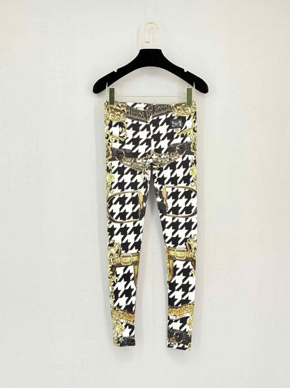PHILIPP PLEIN Black, Gold & White Size Small Leggings