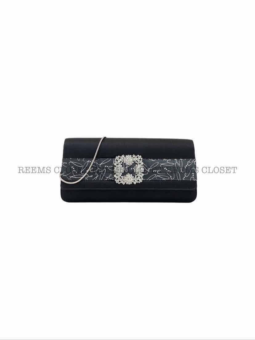 MANOLO BLAHNIK Envelope Black Clutch