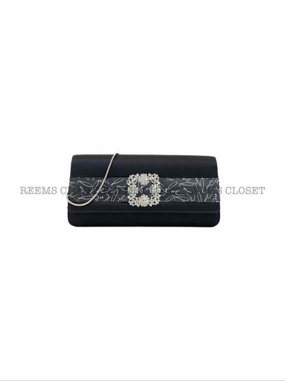 MANOLO BLAHNIK Envelope Black Clutch