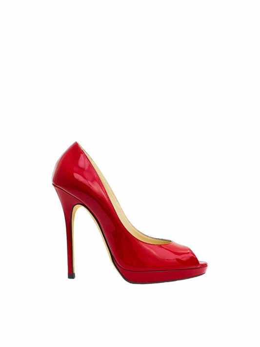 JIMMY CHOO Peep Toe Red Pumps