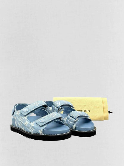 LOUIS VUITTON Paseo Blue Monogram Size EU 35 Sandals