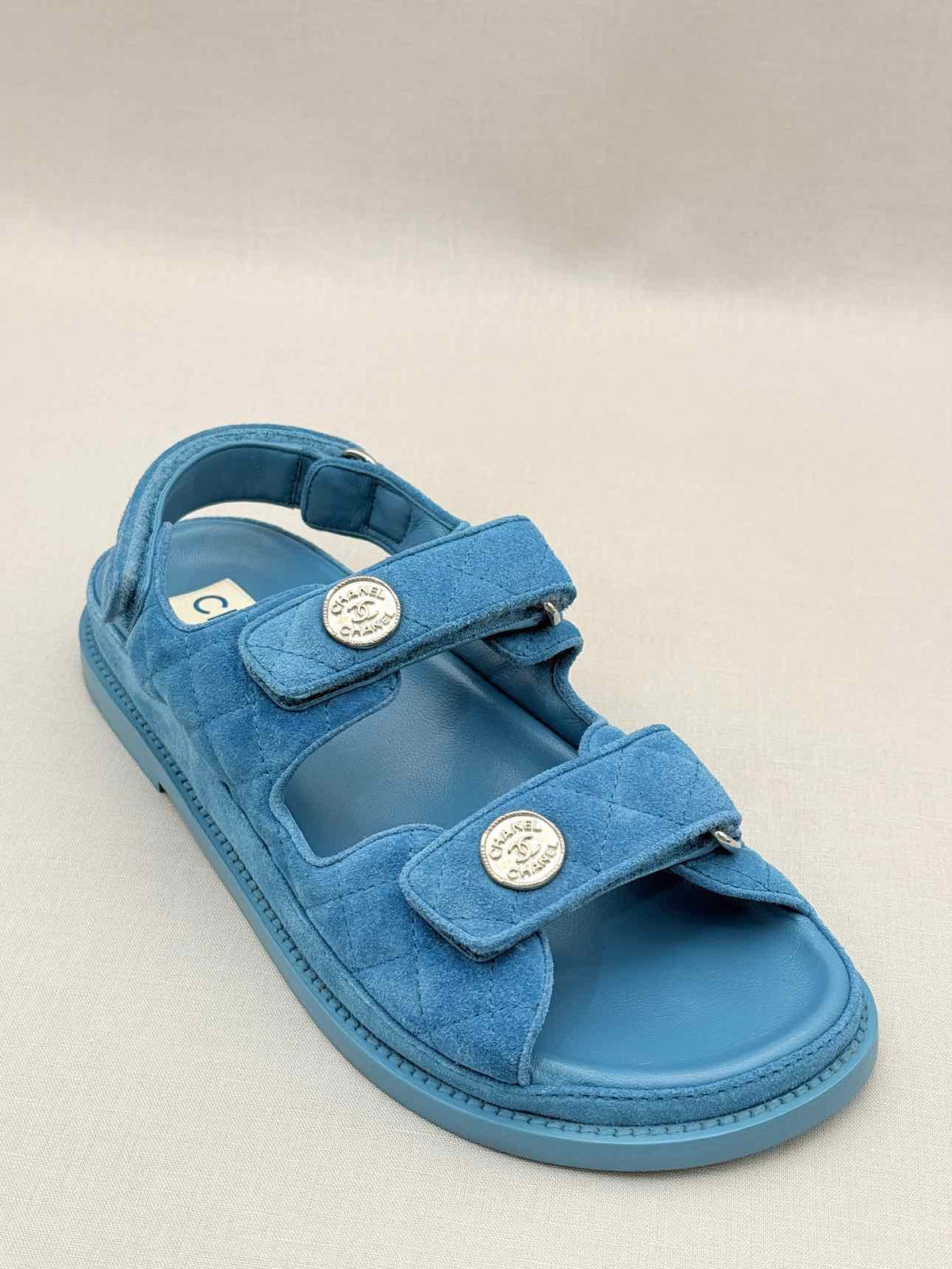 CHANEL Dad Blue Quilted Size EU 39 Sandals