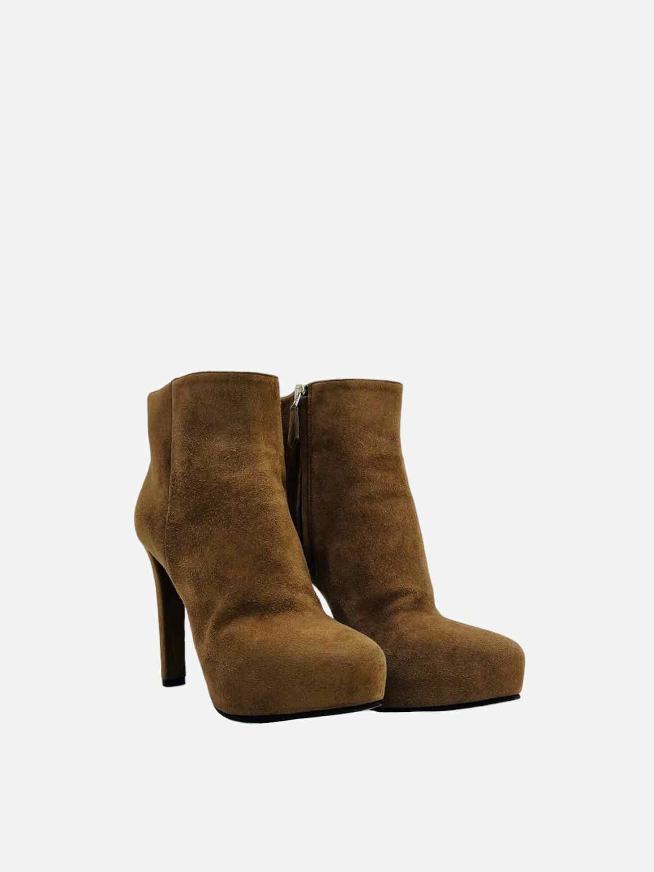 PRADA Platform Brown Ankle Boots 35.5