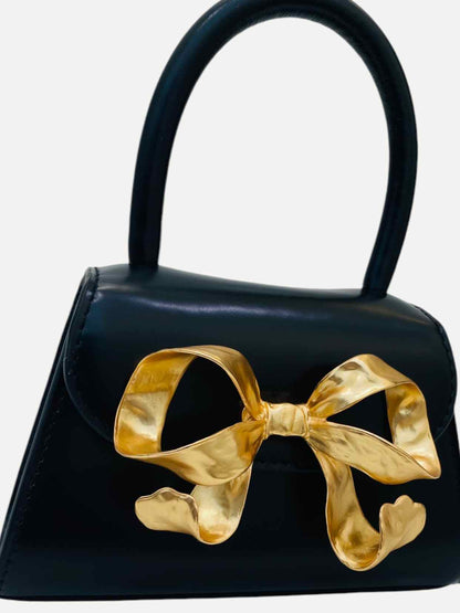 SELF-PORTRAIT Gold Bow Black Top Handle